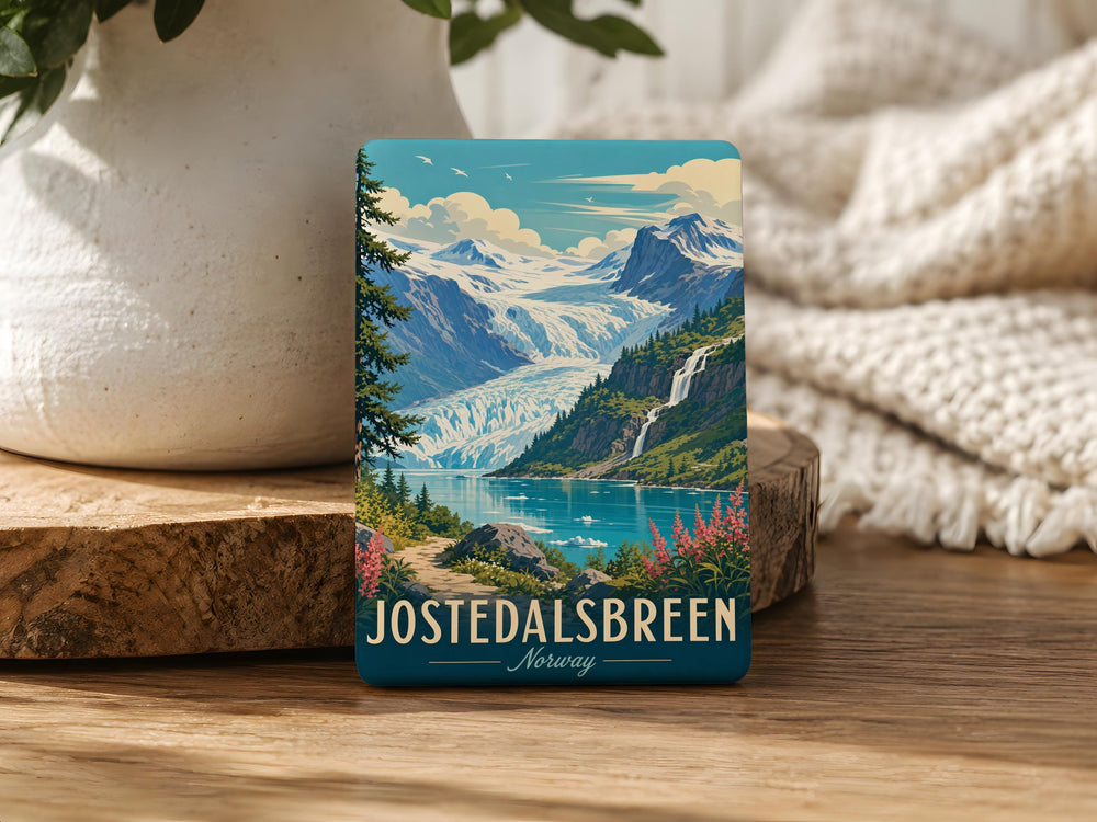 Jostedalsbreen National Park Fridge Magnet, Norway Glacier Landscape Souvenir Magnet, Scandinavian Nature Travel Keepsake
