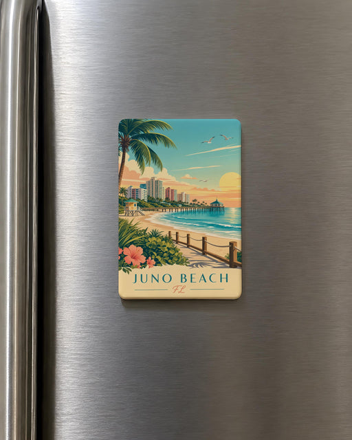 Juno Beach Florida Fridge Magnet, Juno Beach FL Souvenir Magnet, Coastal Beach Town Travel Gift, Palm Beach County Keepsake Magnet