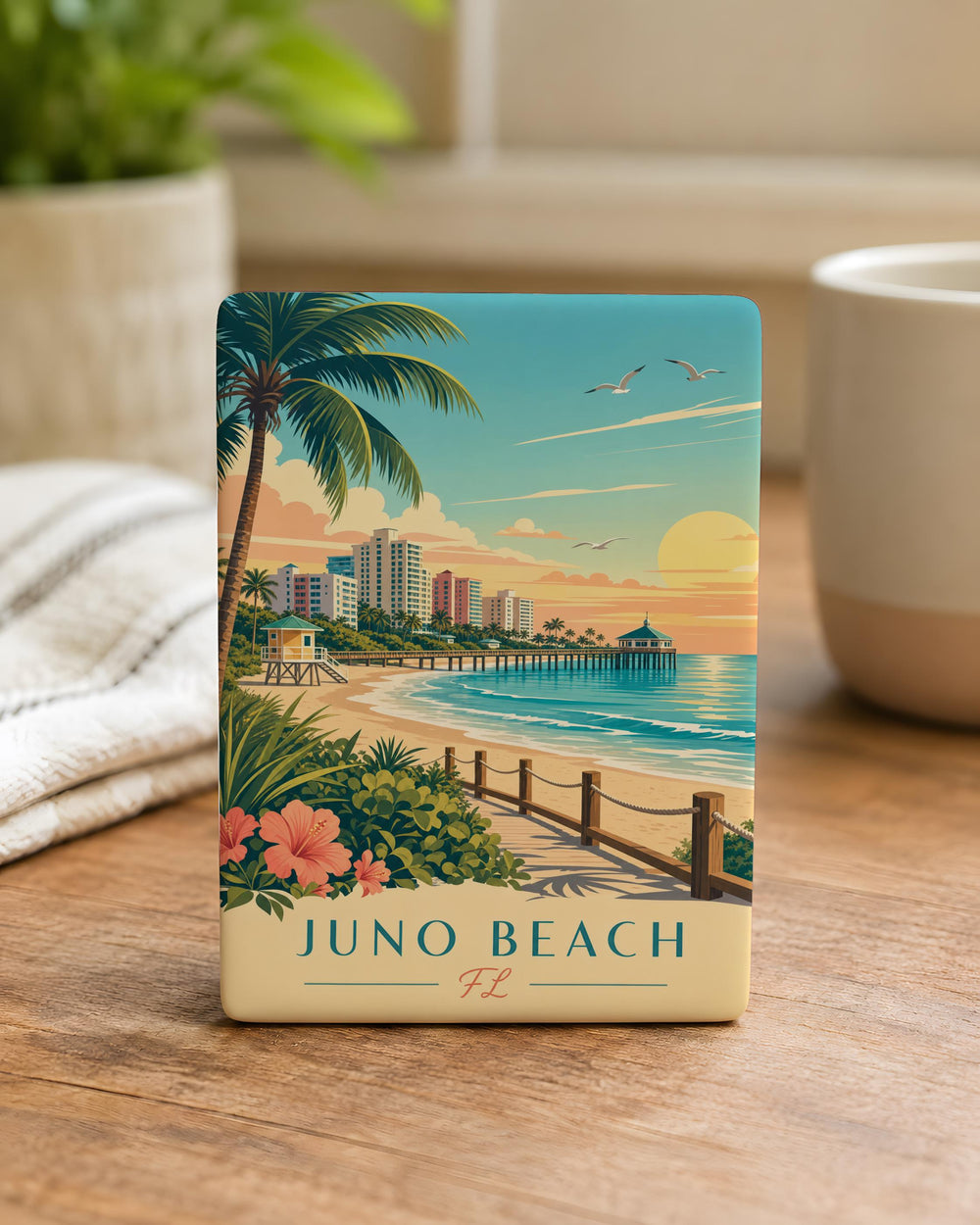 Juno Beach Florida Fridge Magnet, Juno Beach FL Souvenir Magnet, Coastal Beach Town Travel Gift, Palm Beach County Keepsake Magnet