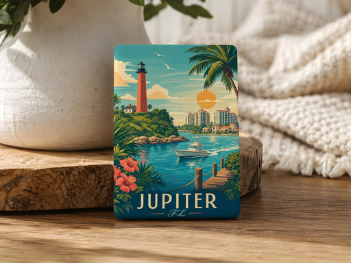 Jupiter Florida Fridge Magnet, Jupiter FL Souvenir Magnet, Coastal Town Travel Keepsake, Palm Beach County Gift