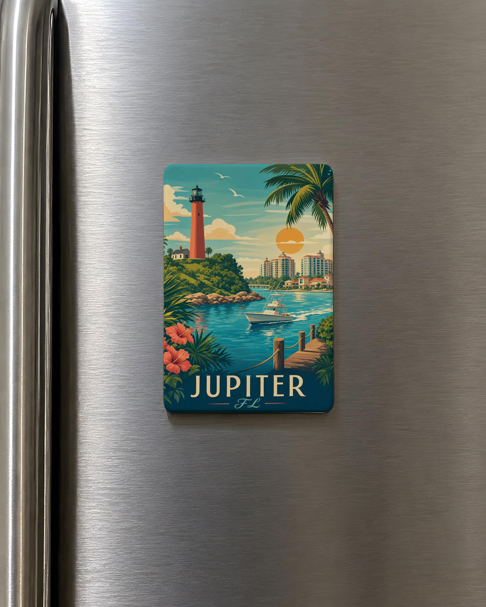 Jupiter Florida Fridge Magnet, Jupiter FL Souvenir Magnet, Coastal Town Travel Keepsake, Palm Beach County Gift