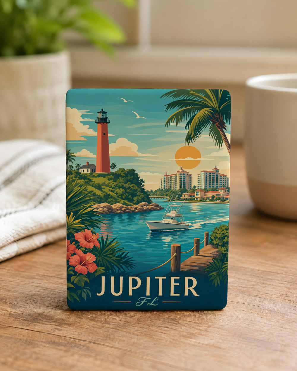 Jupiter Florida Fridge Magnet, Jupiter FL Souvenir Magnet, Coastal Town Travel Keepsake, Palm Beach County Gift