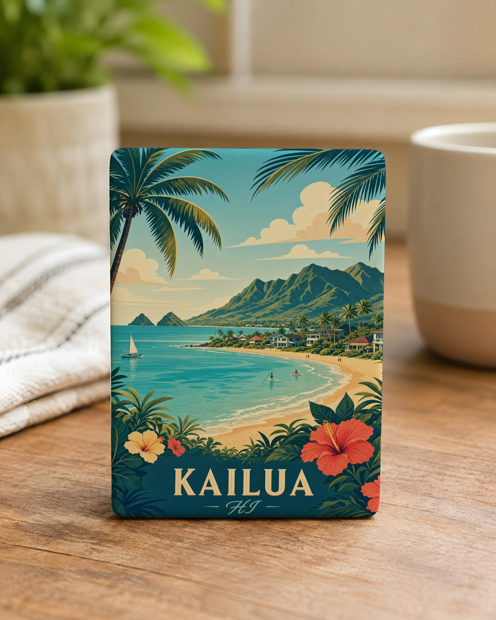 Kailua HI Fridge Magnet, Kailua Hawaii Souvenir Magnet, Kailua Beach Travel Gift, Oahu Island Vacation Keepsake Magnet