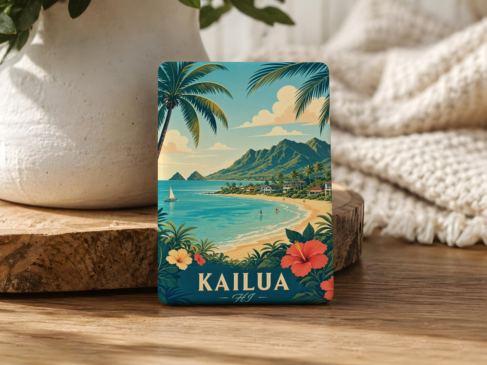 Kailua HI Fridge Magnet, Kailua Hawaii Souvenir Magnet, Kailua Beach Travel Gift, Oahu Island Vacation Keepsake Magnet