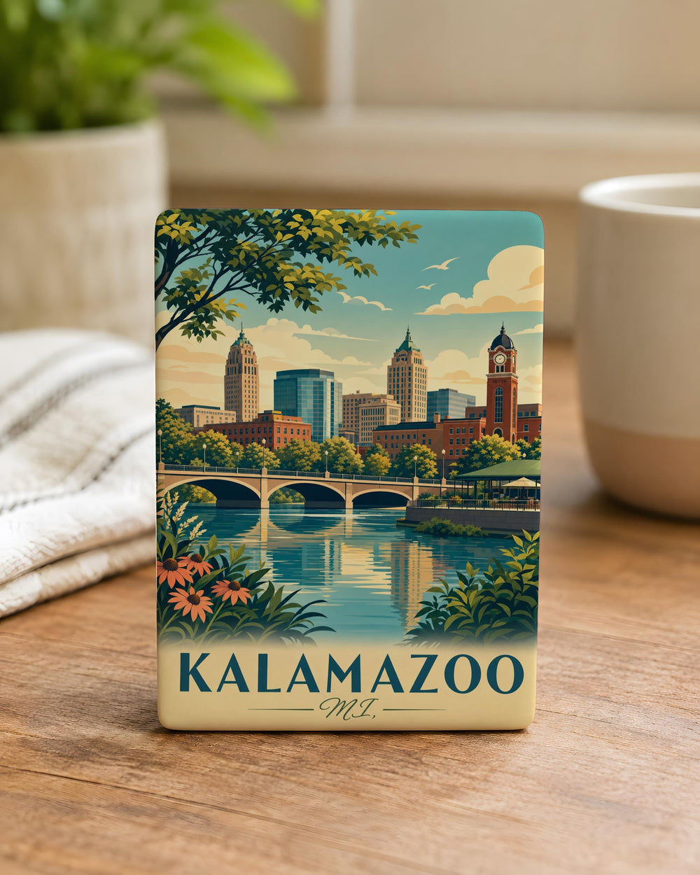 Kalamazoo Michigan Fridge Magnet, Kalamazoo MI Souvenir Magnet, Michigan Travel Gift, Kalamazoo City Keepsake Magnet