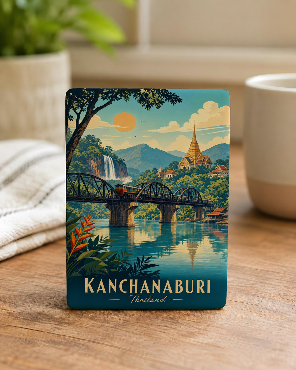 Kanchanaburi Thailand Fridge Magnet, Bridge on the River Kwai Souvenir, Thailand Travel Gift, Kanchanaburi Landmark Magnet