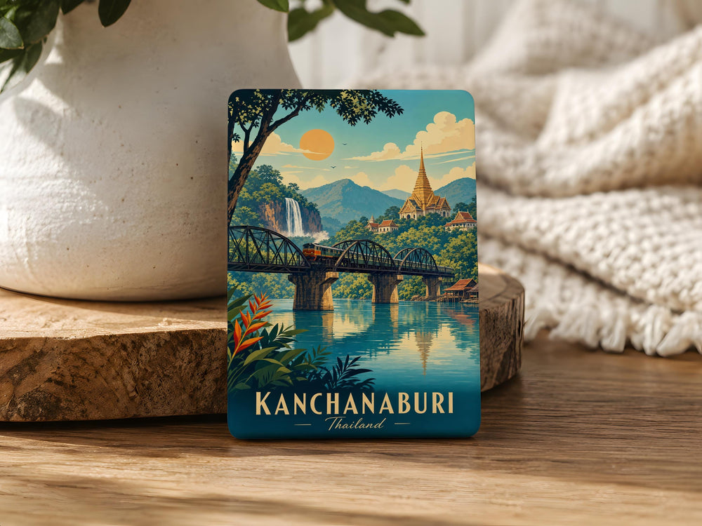 Kanchanaburi Thailand Fridge Magnet, Bridge on the River Kwai Souvenir, Thailand Travel Gift, Kanchanaburi Landmark Magnet
