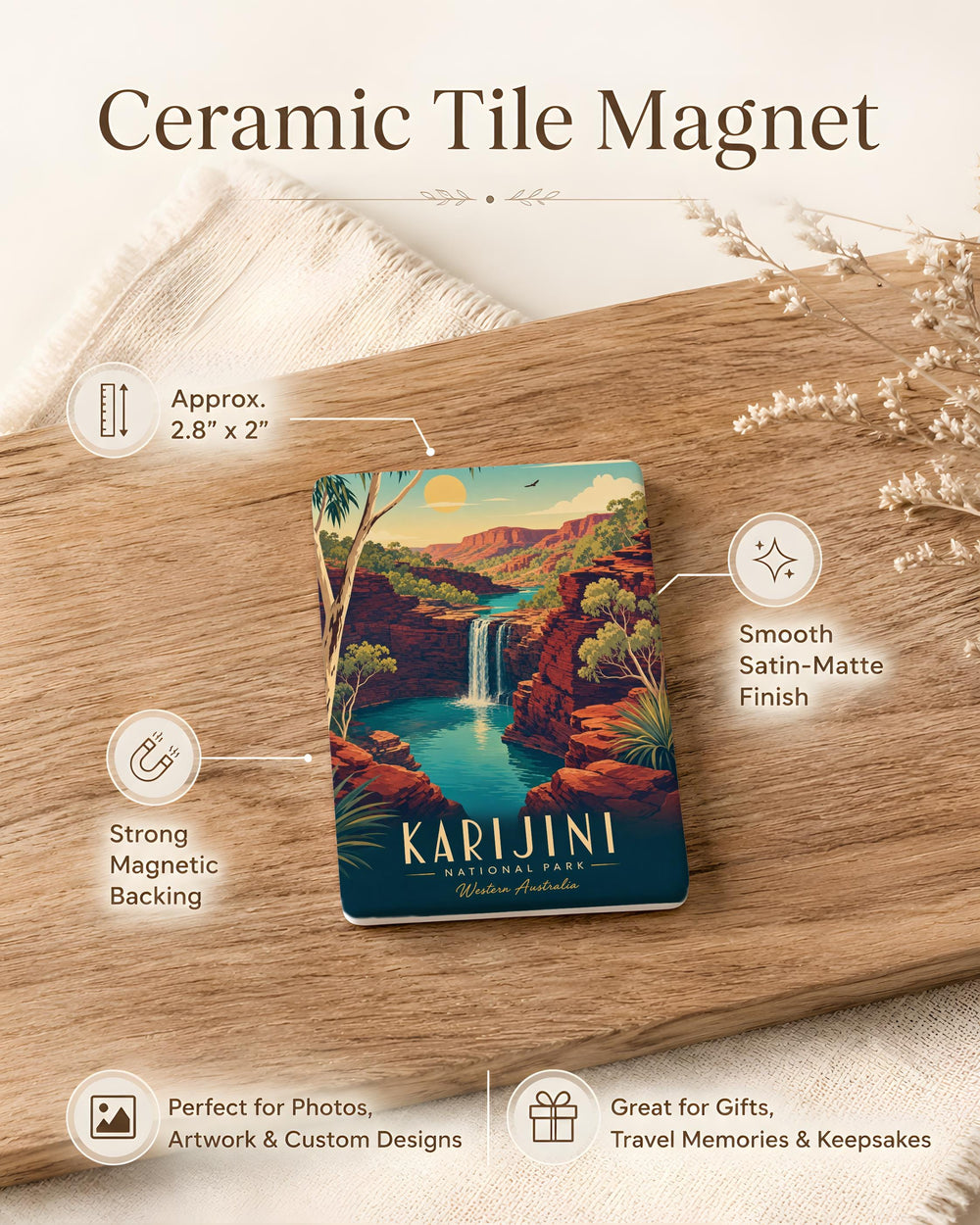 Karijini National Park Fridge Magnet, Western Australia Travel Souvenir, Outback Nature Landmark Keepsake Magnet