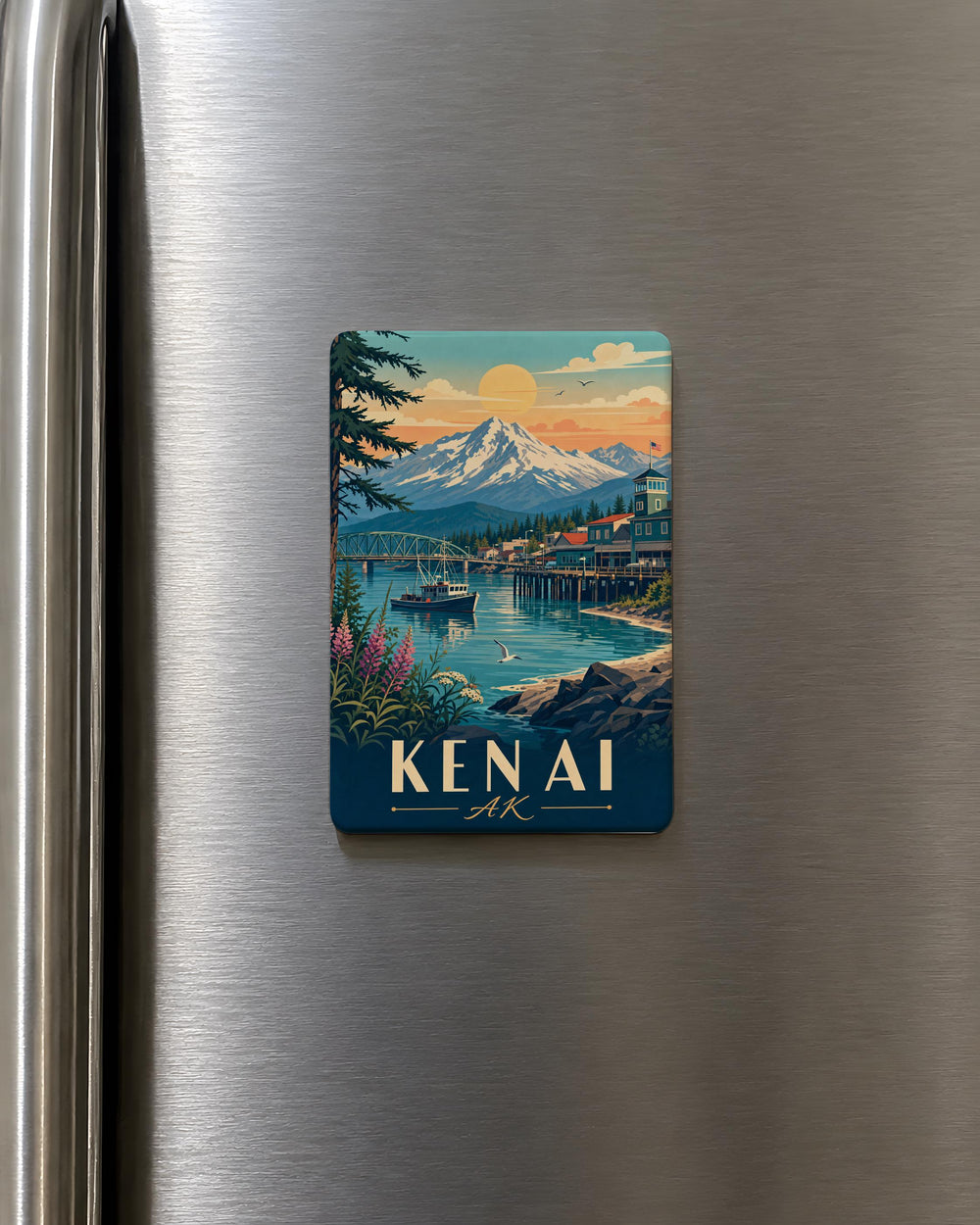 Kenai Alaska Fridge Magnet, Kenai AK Souvenir Magnet, Kenai Peninsula Travel Keepsake, Alaska Vacation Gift Magnet