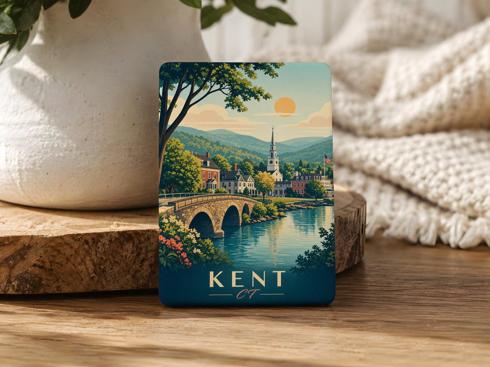 Kent Connecticut Fridge Magnet, Kent CT Souvenir Magnet, Housatonic River & Covered Bridge Travel Keepsake Magnet