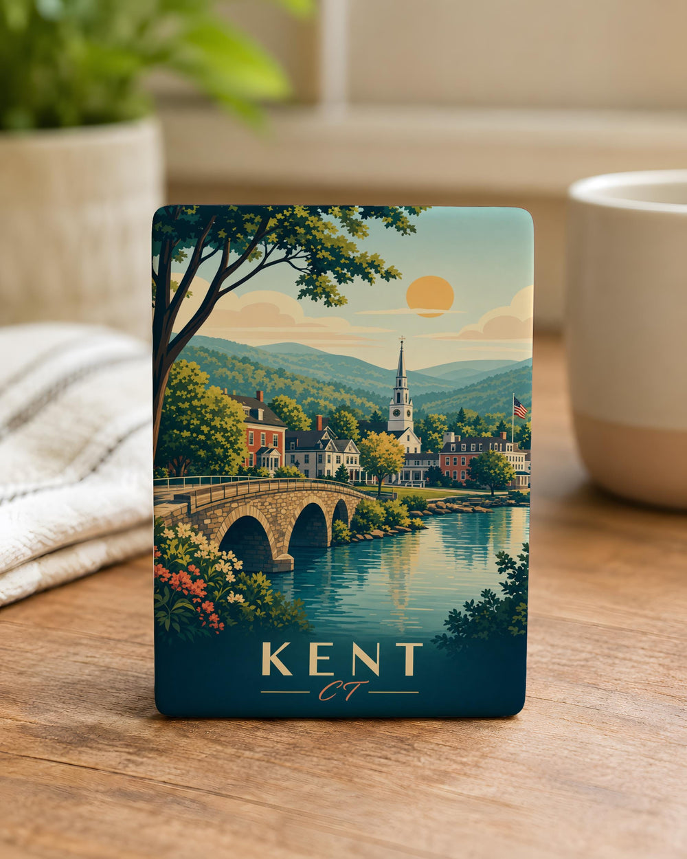 Kent Connecticut Fridge Magnet, Kent CT Souvenir Magnet, Housatonic River & Covered Bridge Travel Keepsake Magnet