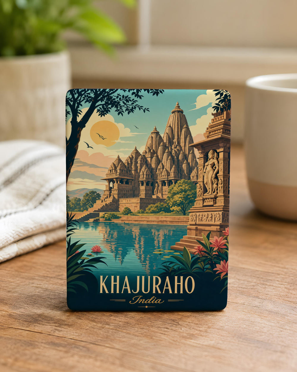 Khajuraho India Fridge Magnet, Khajuraho Temples Souvenir Magnet, Madhya Pradesh Travel Gift, Indian Heritage Landmark Magnet