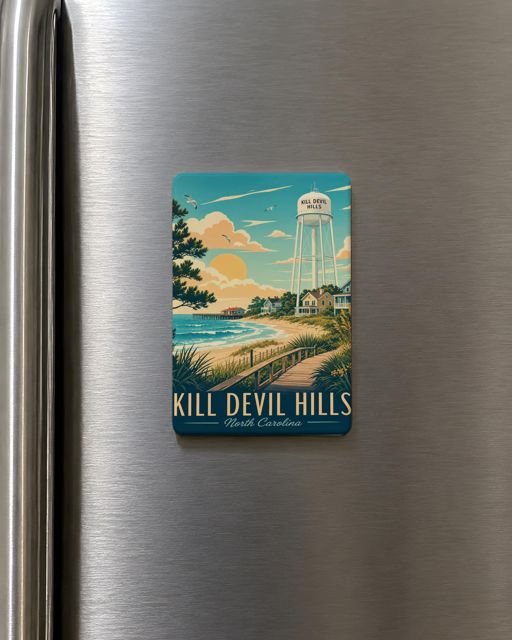 Kill Devil Hills NC Fridge Magnet, Outer Banks North Carolina Souvenir Magnet, Coastal Town Travel Keepsake Gift