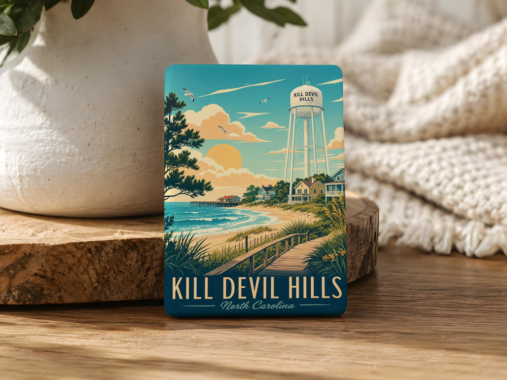 Kill Devil Hills NC Fridge Magnet, Outer Banks North Carolina Souvenir Magnet, Coastal Town Travel Keepsake Gift