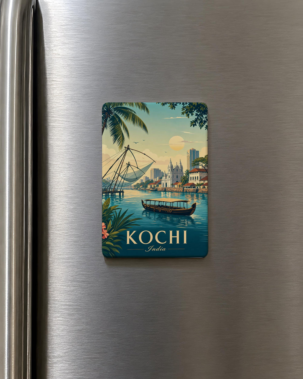 Kochi India Fridge Magnet, Kerala Souvenir Magnet, Fort Kochi Travel Keepsake, Indian City Landmark Refrigerator Magnet