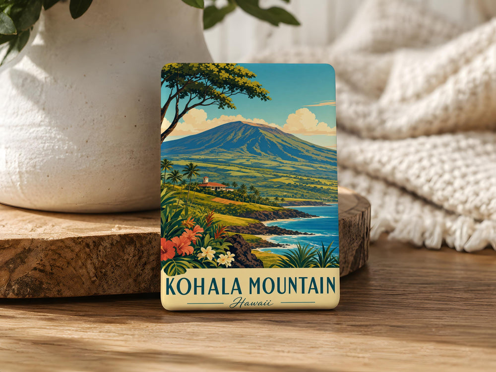 Kohala Mountain Fridge Magnet, Hawaii Mountain Landscape Souvenir Magnet, Kohala Coast Travel Gift, Big Island Keepsake Magnet