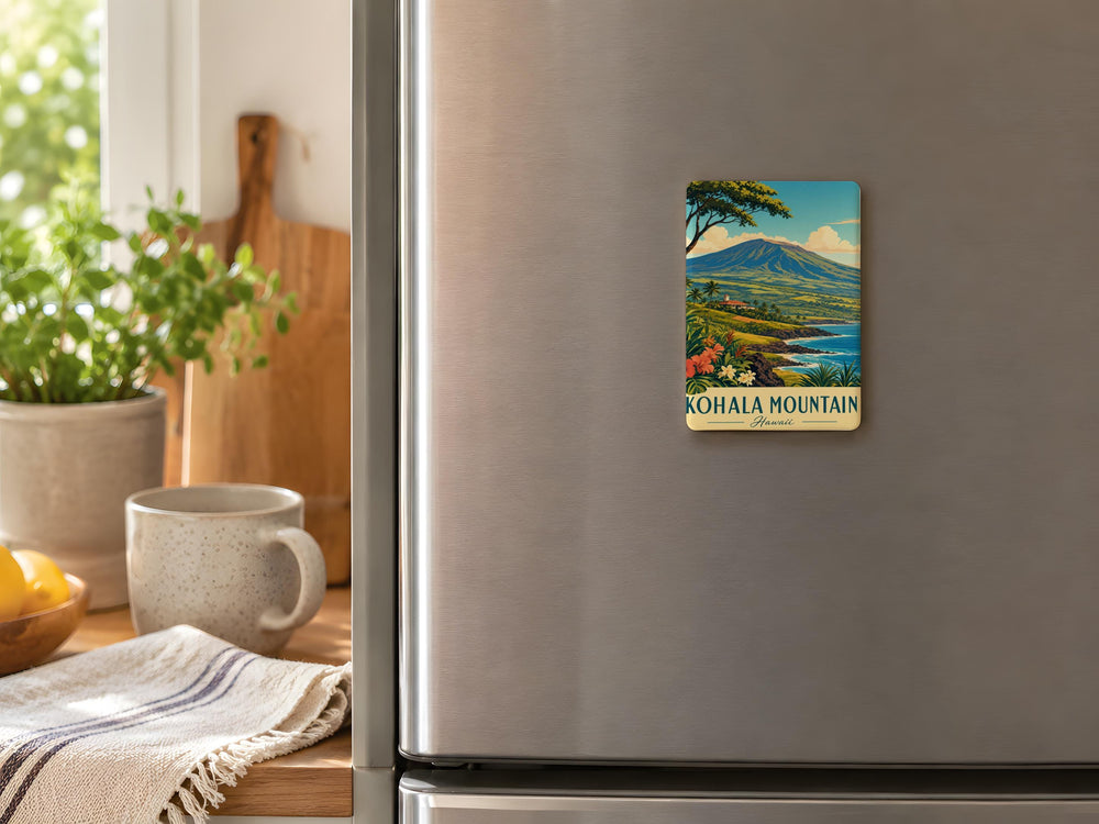 Kohala Mountain Fridge Magnet, Hawaii Mountain Landscape Souvenir Magnet, Kohala Coast Travel Gift, Big Island Keepsake Magnet