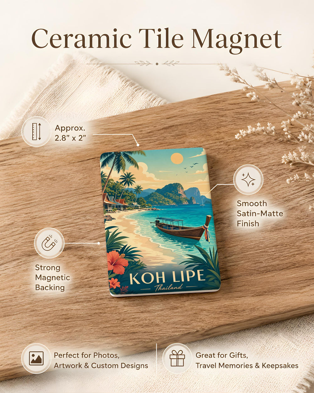 Koh Lipe Thailand Fridge Magnet, Koh Lipe Island Souvenir Magnet, Thailand Travel Gift, Andaman Sea Beach Vacation Keepsake