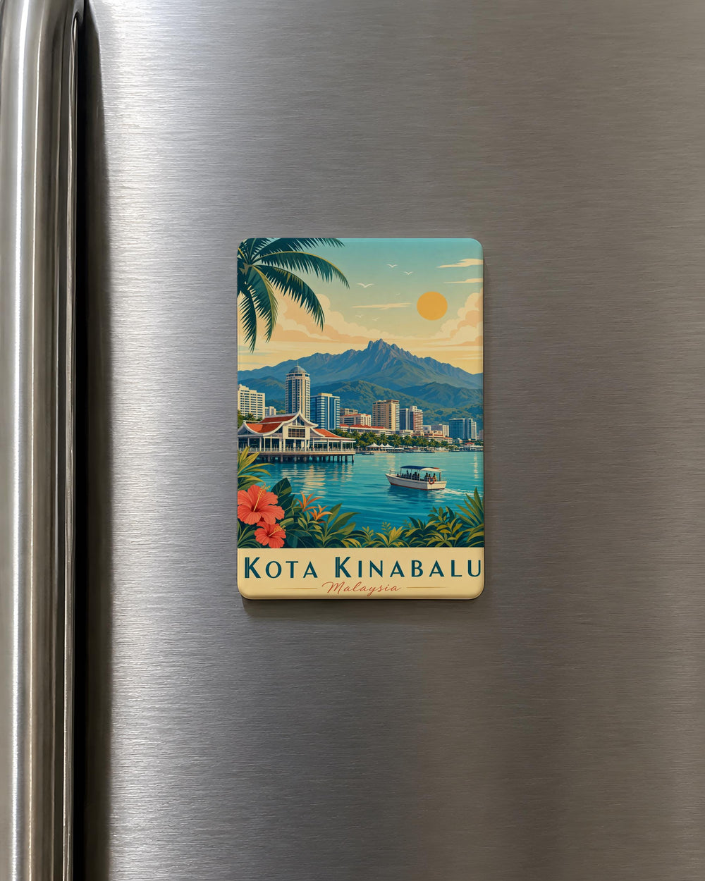 Kota Kinabalu Malaysia Fridge Magnet, Sabah Travel Souvenir Magnet, Borneo Landmark Refrigerator Magnet Gift
