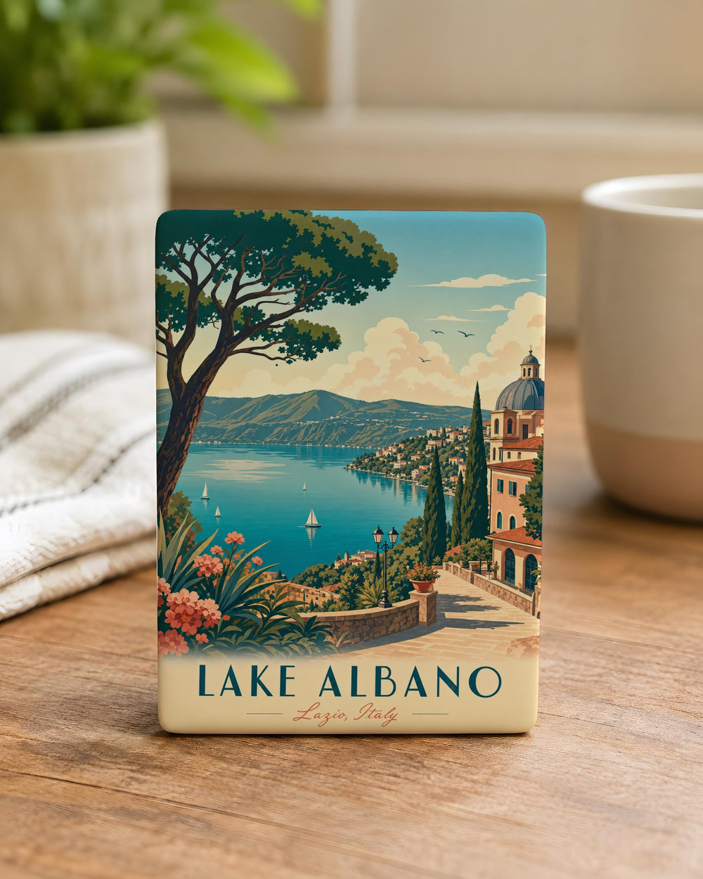 Lake Albano Fridge Magnet, Italy Lake Souvenir Magnet, Castel Gandolfo Travel Gift, Lazio Lakeside Keepsake Magnet