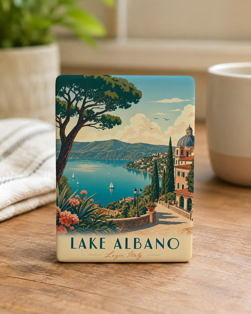 Lake Albano Fridge Magnet, Italy Lake Souvenir Magnet, Castel Gandolfo Travel Gift, Lazio Lakeside Keepsake Magnet