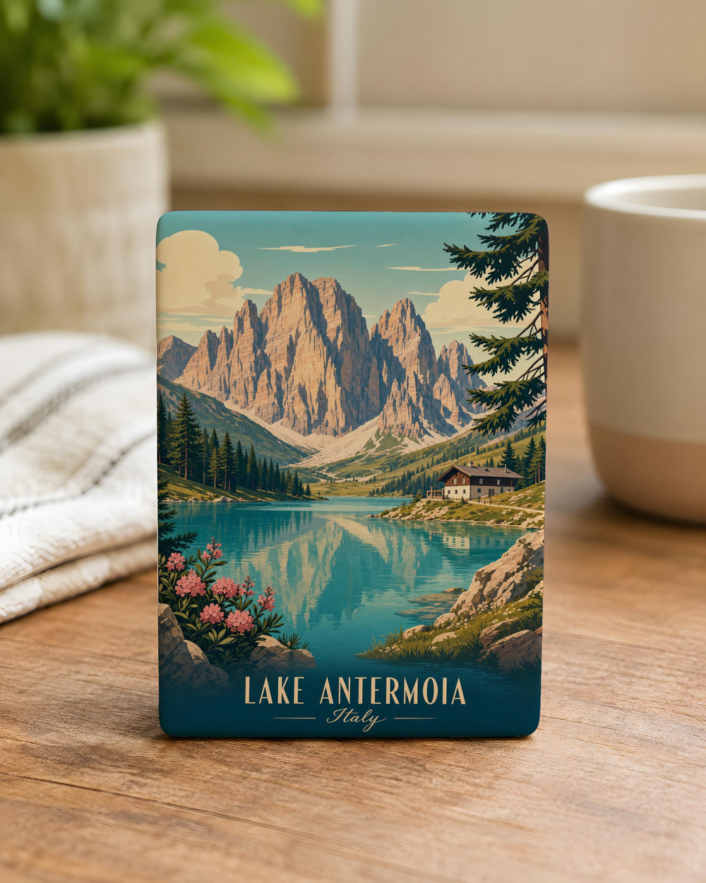 Lake Antermoia Fridge Magnet, Dolomites Mountain Lake Souvenir Magnet, Italy Alpine Travel Gift, Nature Landscape Magnet