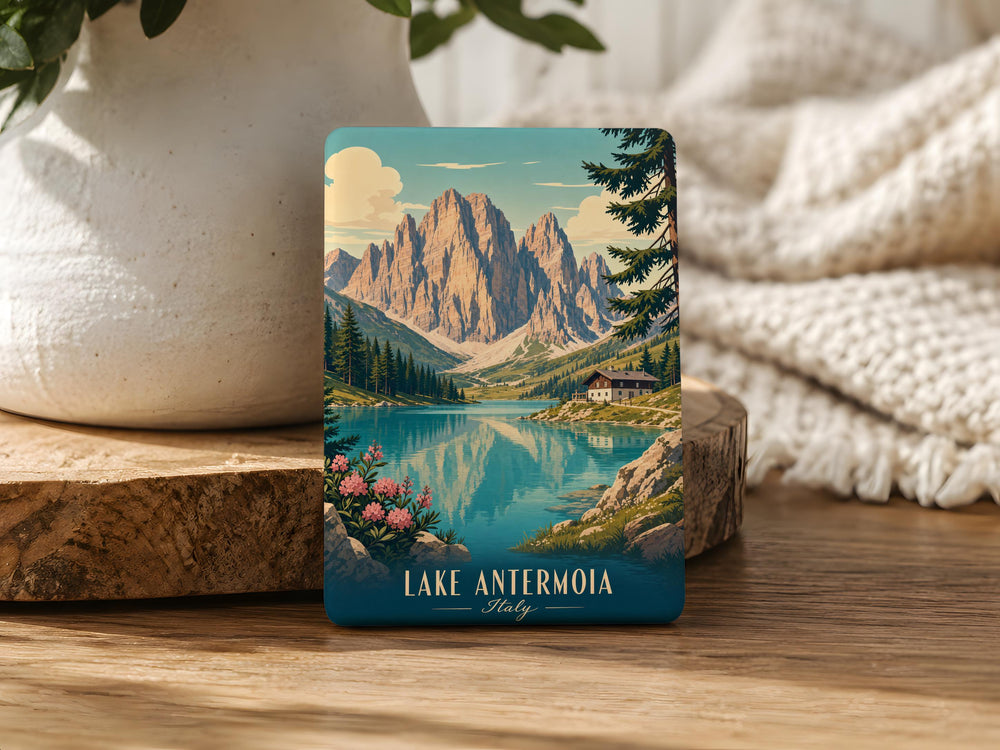 Lake Antermoia Fridge Magnet, Dolomites Mountain Lake Souvenir Magnet, Italy Alpine Travel Gift, Nature Landscape Magnet