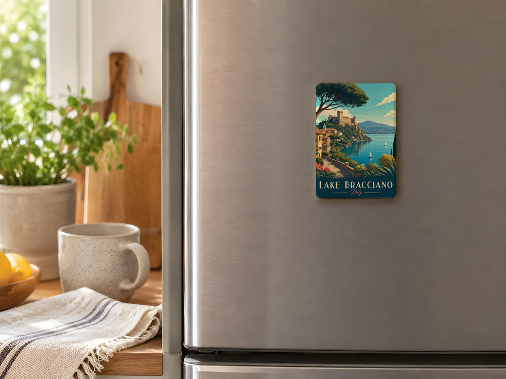 Lake Bracciano Italy Fridge Magnet, Lago di Bracciano Souvenir, Bracciano Castle Travel Keepsake Magnet