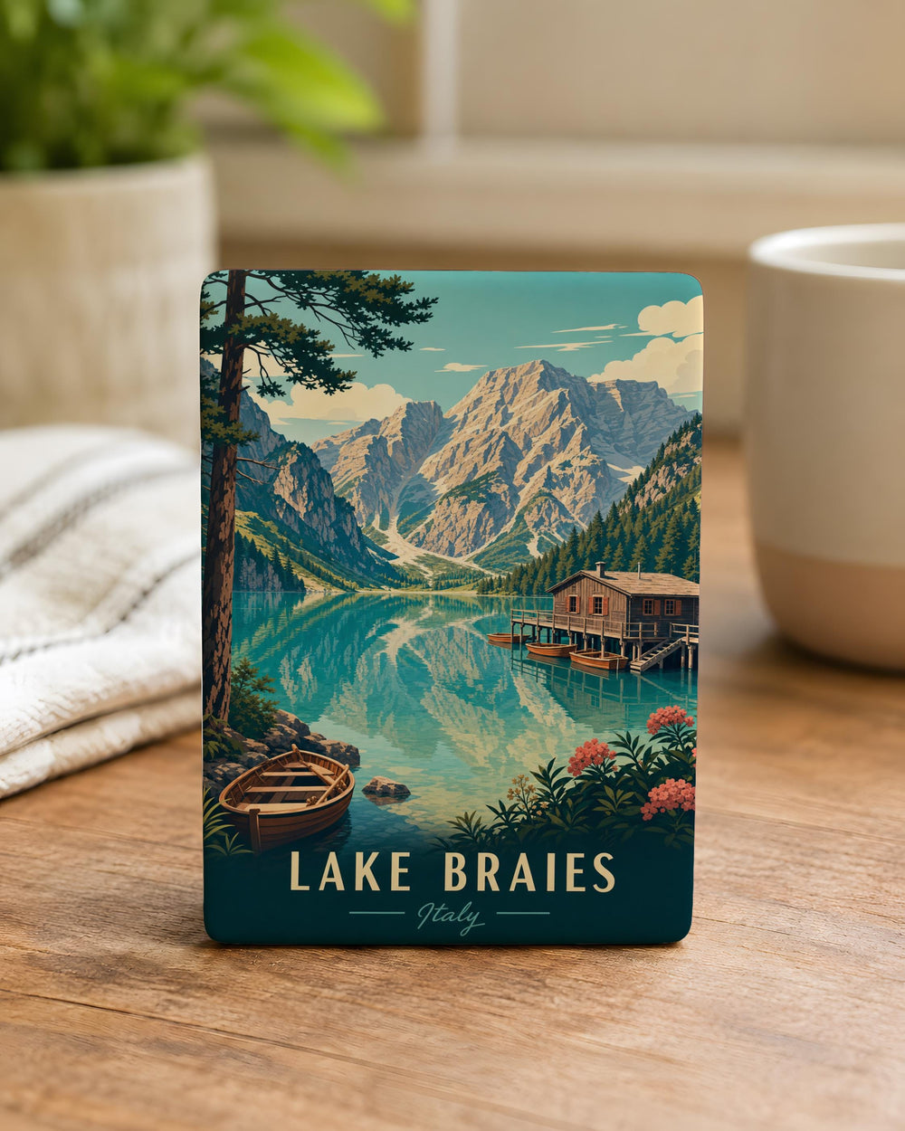 Lake Braies Fridge Magnet, Dolomites Italy Travel Souvenir, Alpine Lake & Mountain Scenery Kitchen Magnet, Lago di Braies Gift
