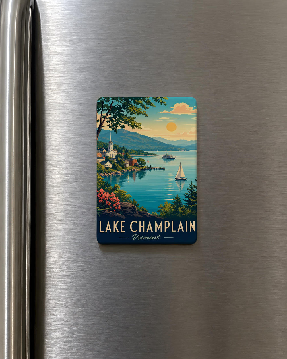 Lake Champlain Vermont Fridge Magnet, Lake Champlain Souvenir Magnet, Vermont Travel Gift, Burlington VT Keepsake Magnet