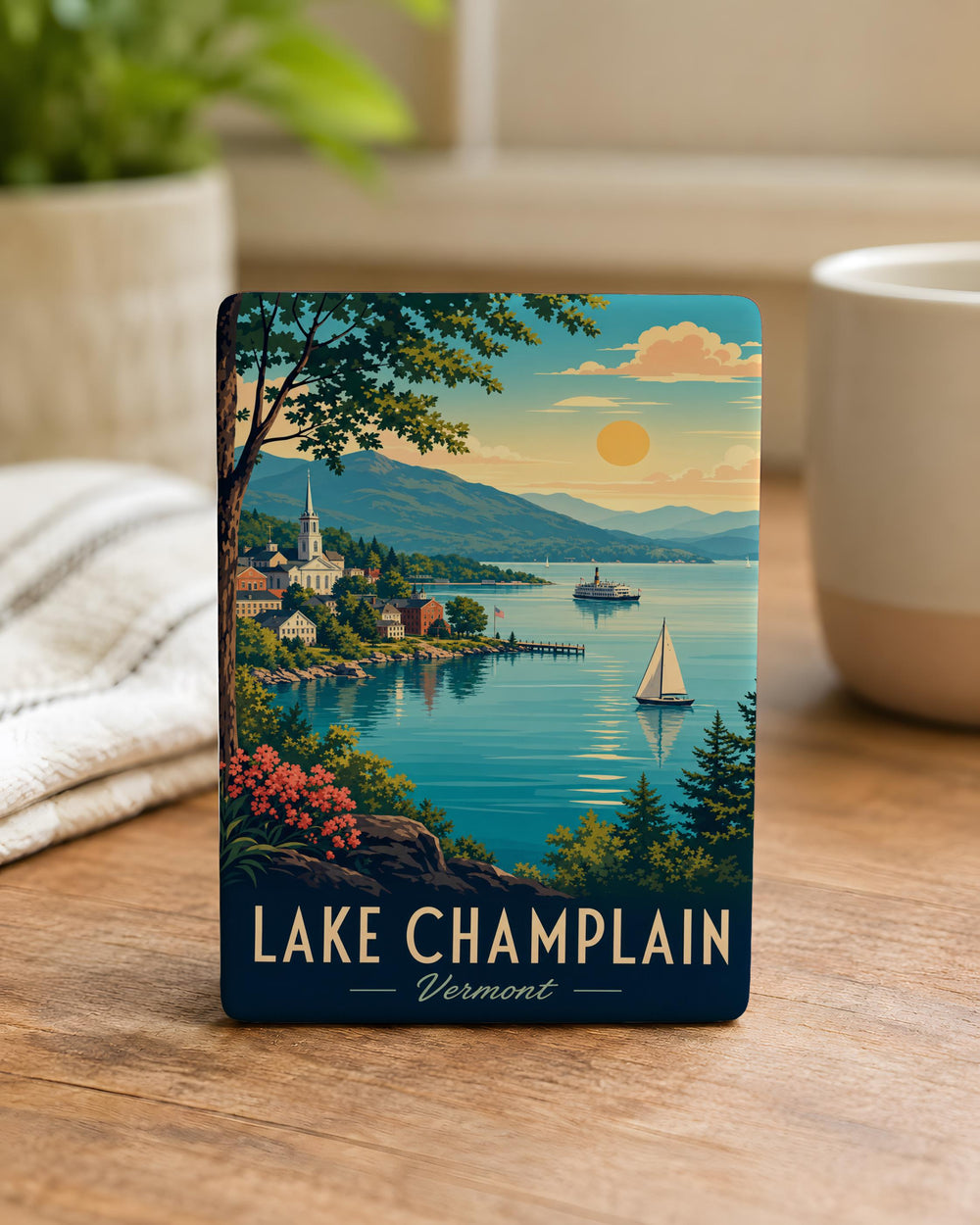 Lake Champlain Vermont Fridge Magnet, Lake Champlain Souvenir Magnet, Vermont Travel Gift, Burlington VT Keepsake Magnet