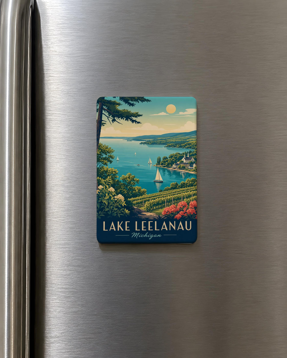 Lake Leelanau Fridge Magnet, Michigan Lake Leelanau Souvenir Magnet, Leelanau County Travel Keepsake Magnet