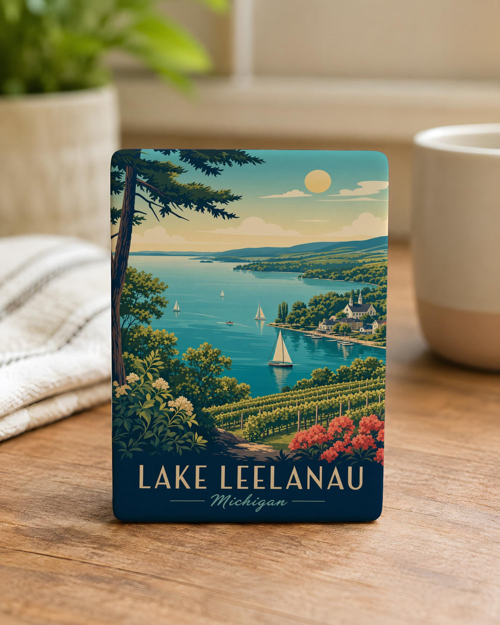 Lake Leelanau Fridge Magnet, Michigan Lake Leelanau Souvenir Magnet, Leelanau County Travel Keepsake Magnet