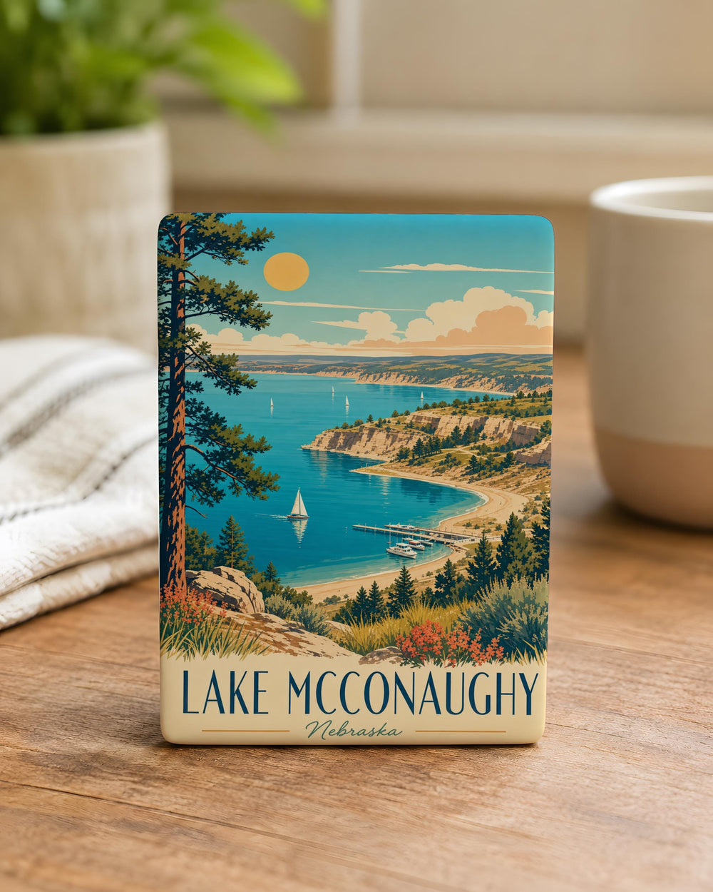 Lake McConaughy Fridge Magnet, Nebraska Lake Souvenir Magnet, Lake House Decor, Travel Gift, Vacation Keepsake Magnet