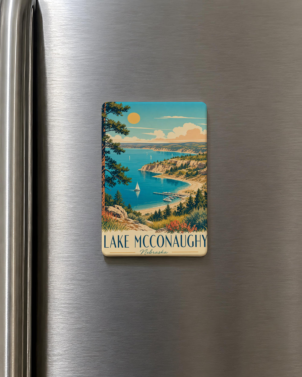 Lake McConaughy Fridge Magnet, Nebraska Lake Souvenir Magnet, Lake House Decor, Travel Gift, Vacation Keepsake Magnet