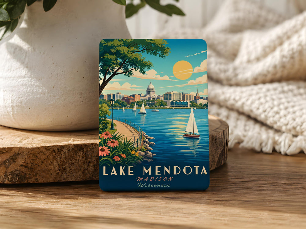 Lake Mendota Fridge Magnet, Madison Wisconsin Lake Souvenir Magnet, Lake Mendota Wisconsin Travel Gift, Waterfront Keepsake Magnet