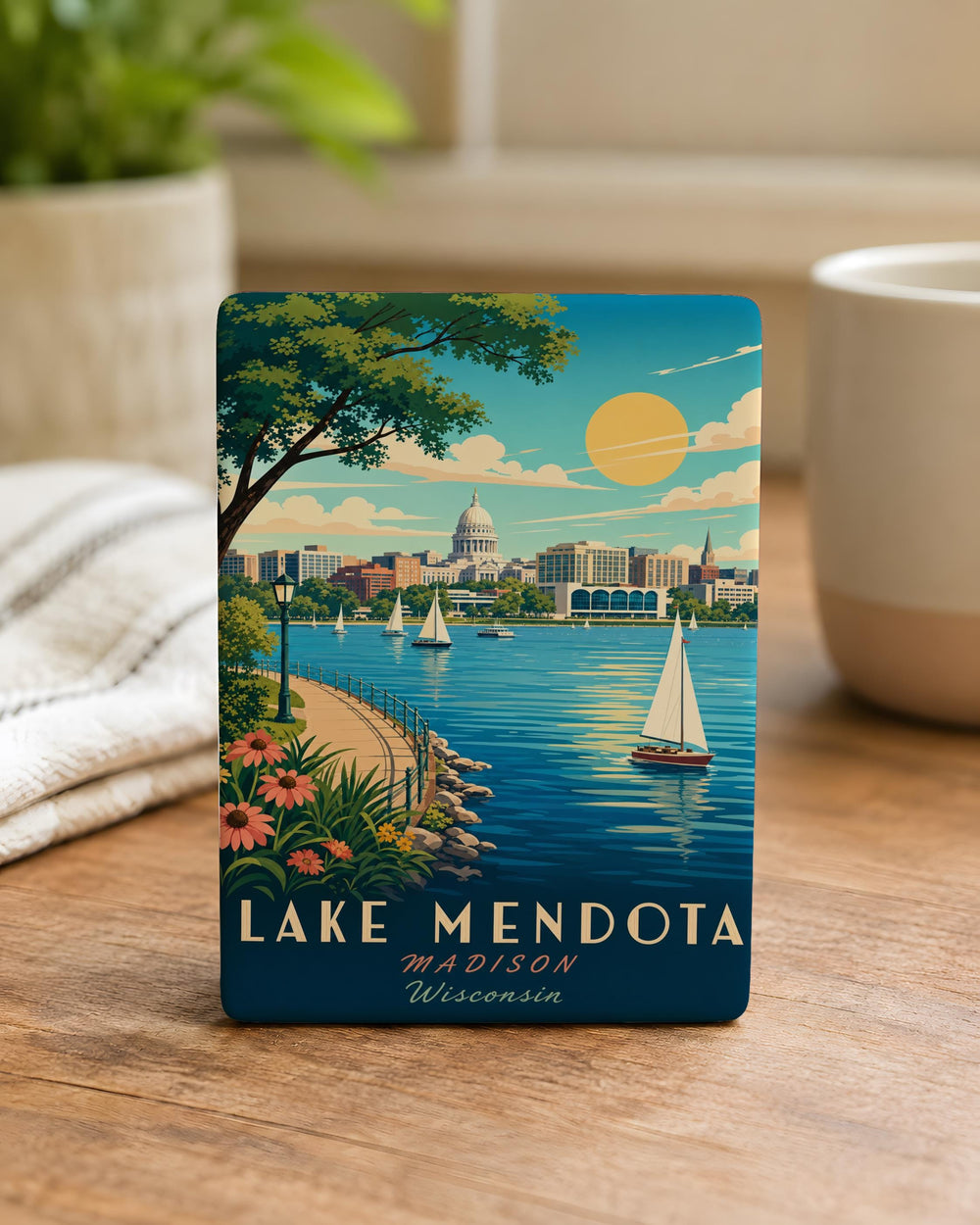 Lake Mendota Fridge Magnet, Madison Wisconsin Lake Souvenir Magnet, Lake Mendota Wisconsin Travel Gift, Waterfront Keepsake Magnet