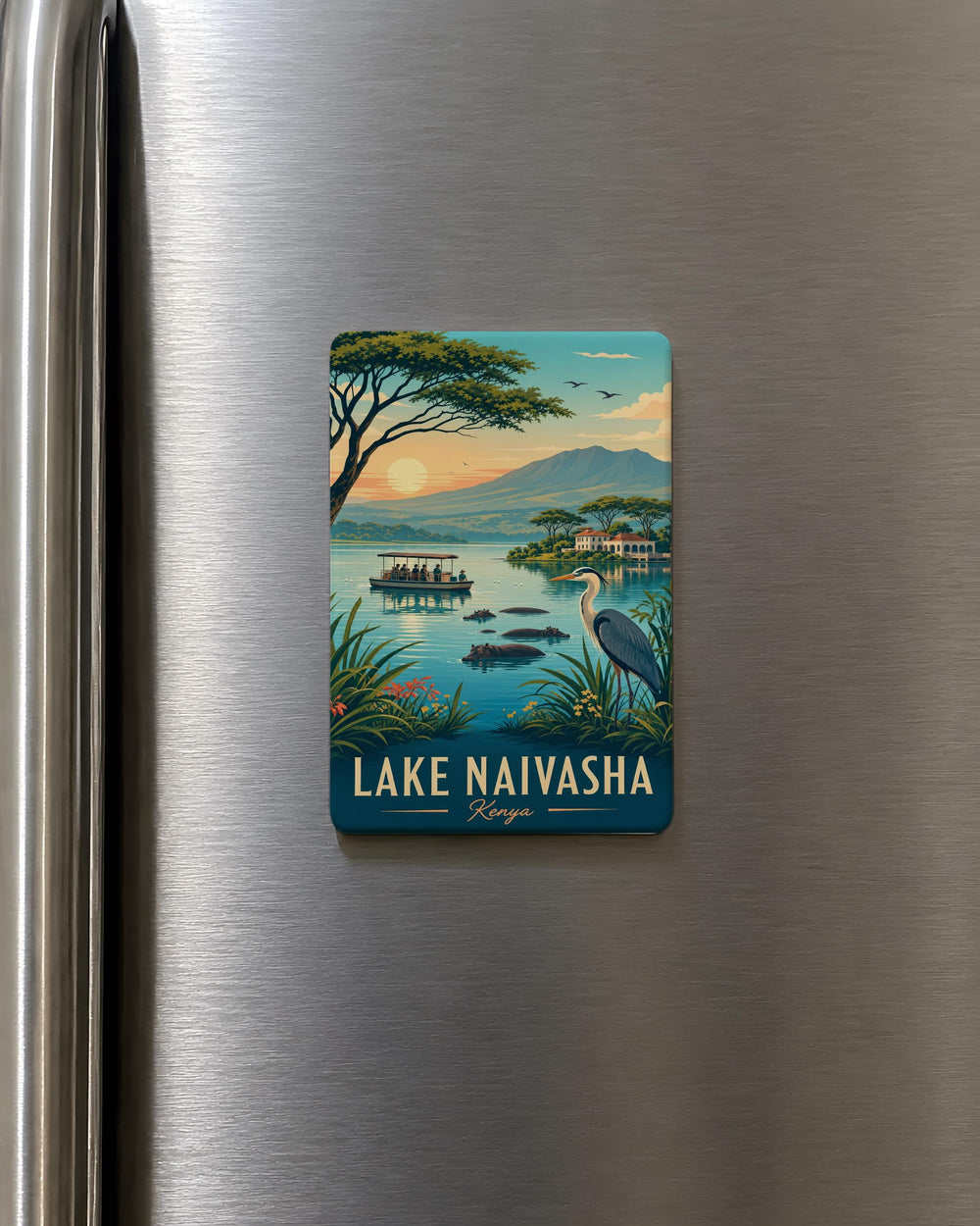 Lake Naivasha Fridge Magnet, Kenya Lake Souvenir Magnet, African Travel Keepsake, Naivasha Landmark Gift