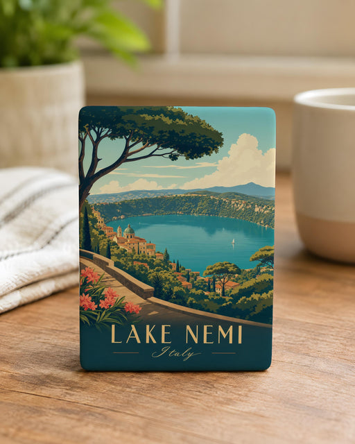Lake Nemi Fridge Magnet, Italy Lake Nemi Souvenir Magnet, Roman Hillside Lake Scene Magnet, Travel Gift Magnet