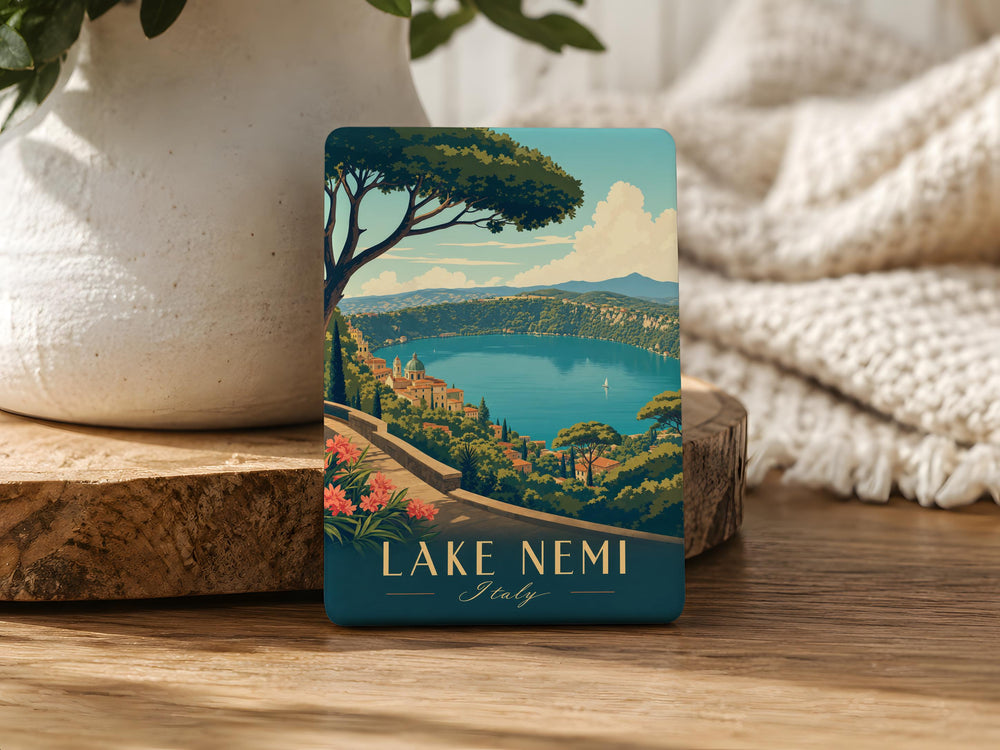 Lake Nemi Fridge Magnet, Italy Lake Nemi Souvenir Magnet, Roman Hillside Lake Scene Magnet, Travel Gift Magnet