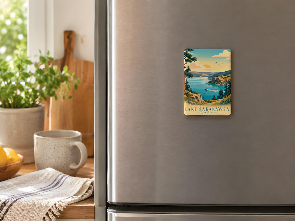 Lake Sakakawea Fridge Magnet, North Dakota Lake Souvenir Magnet, Lake Sakakawea Travel Gift, Outdoor Lake Decor Magnet