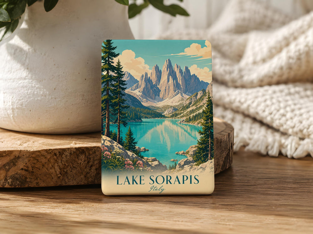 Lake Sorapis Fridge Magnet, Dolomites Italy Mountain Lake Travel Souvenir, Alpine Landscape Kitchen Magnet Gift