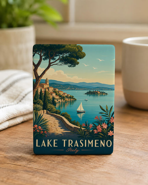 Lake Trasimeno Italy Fridge Magnet, Umbria Souvenir Magnet, Lake Trasimeno Travel Gift, Italian Lake Landmark Magnet