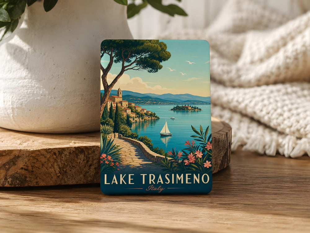 Lake Trasimeno Italy Fridge Magnet, Umbria Souvenir Magnet, Lake Trasimeno Travel Gift, Italian Lake Landmark Magnet