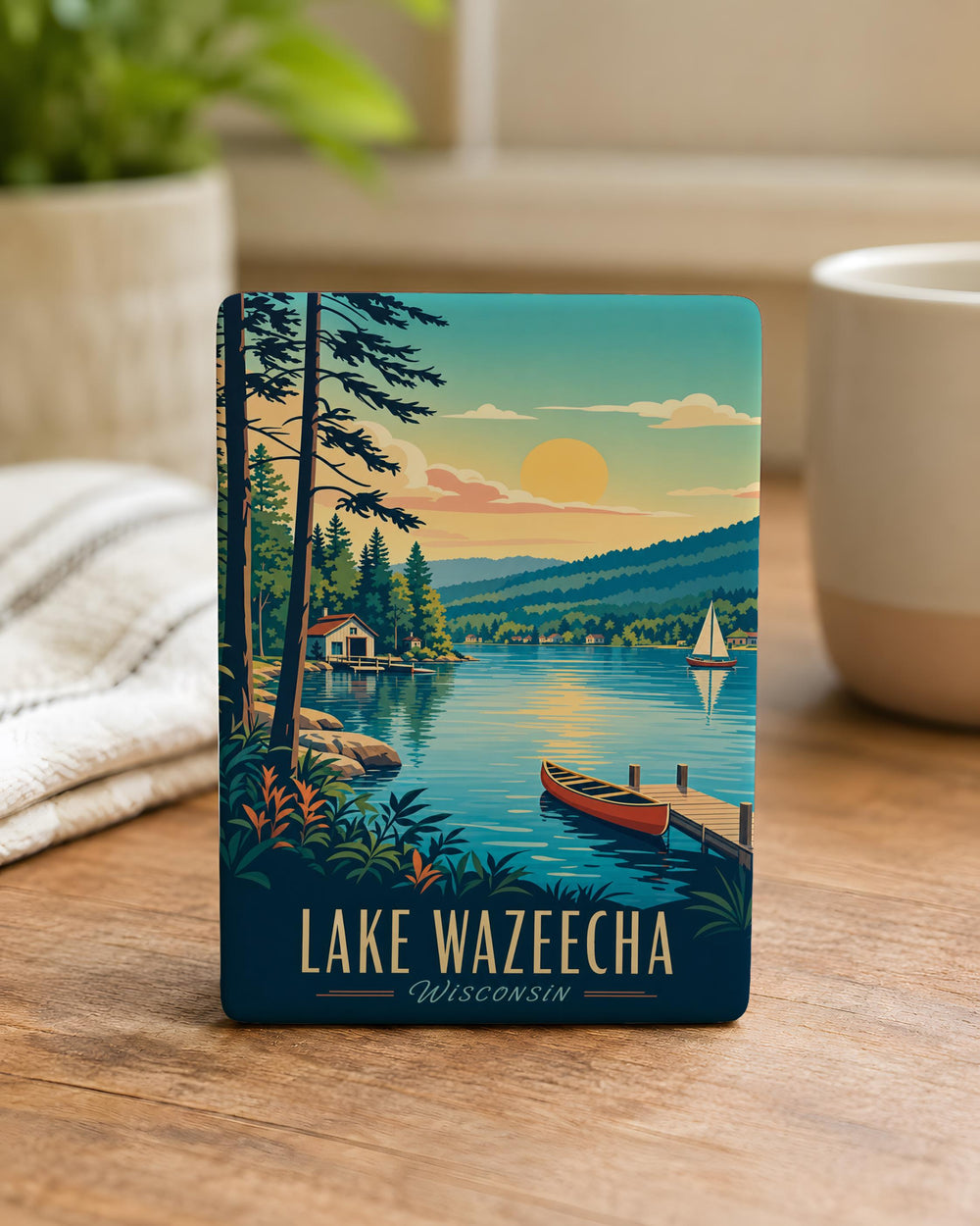 Lake Wazeecha Fridge Magnet, Wisconsin Lake Souvenir Magnet, Lake Wazeecha Travel Keepsake, Lake Lover Gift