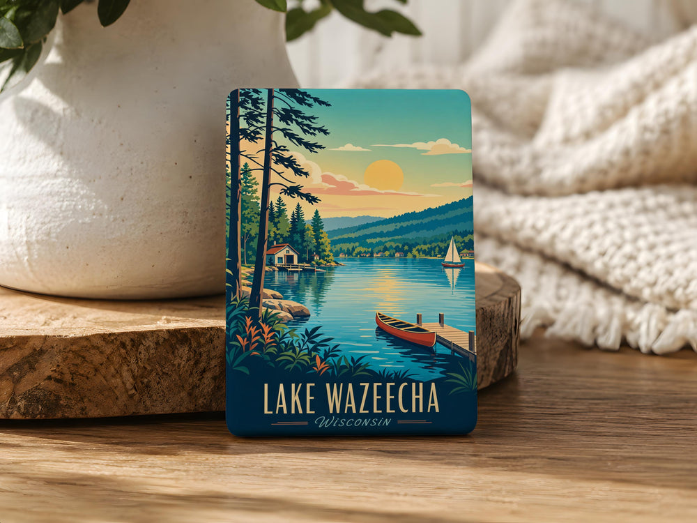 Lake Wazeecha Fridge Magnet, Wisconsin Lake Souvenir Magnet, Lake Wazeecha Travel Keepsake, Lake Lover Gift