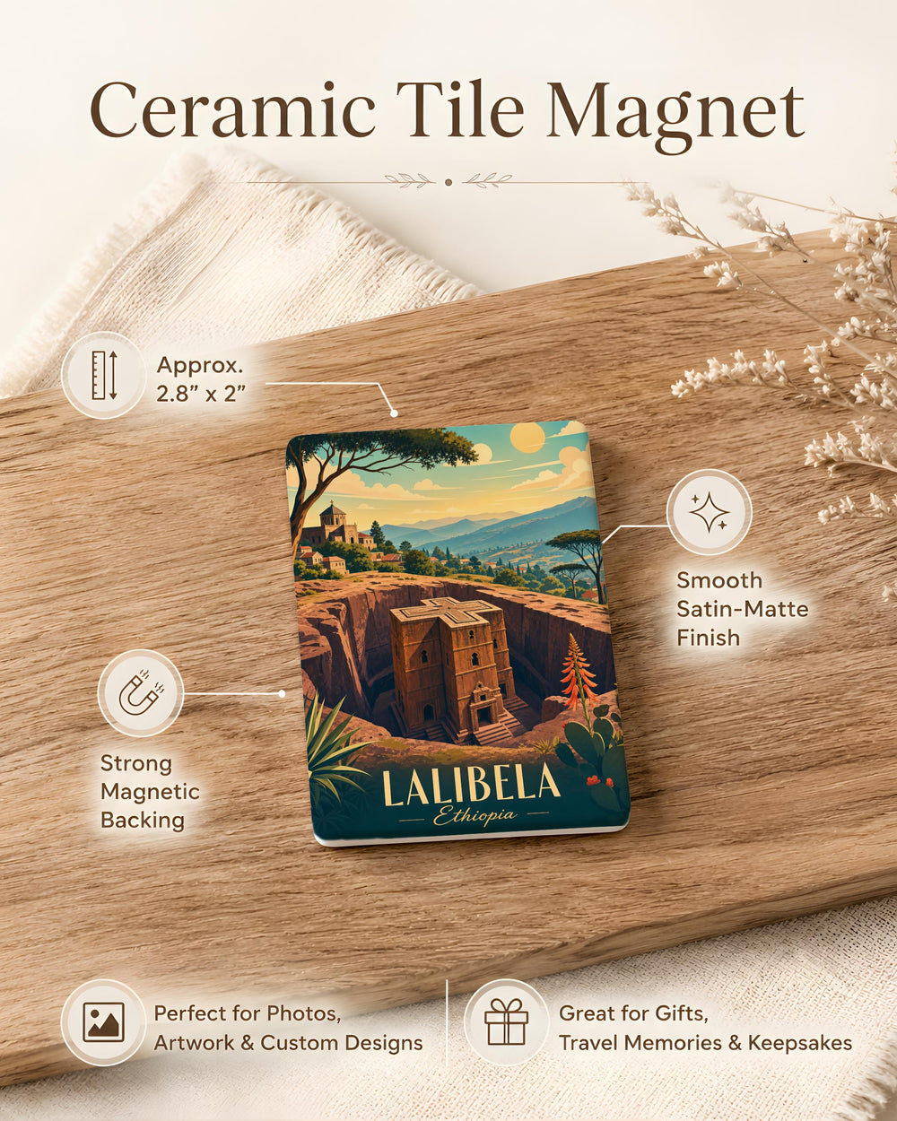 Lalibela Ethiopia Fridge Magnet, Rock-Hewn Churches Holy Site Souvenir, Ethiopian Landmark Travel Keepsake Magnet