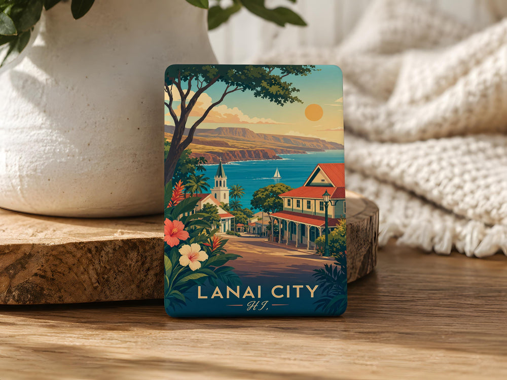 Lanai City HI Fridge Magnet, Hawaii Island Souvenir, Lanai City Travel Keepsake, Hawaiian Decor Magnet, Gift for Travelers
