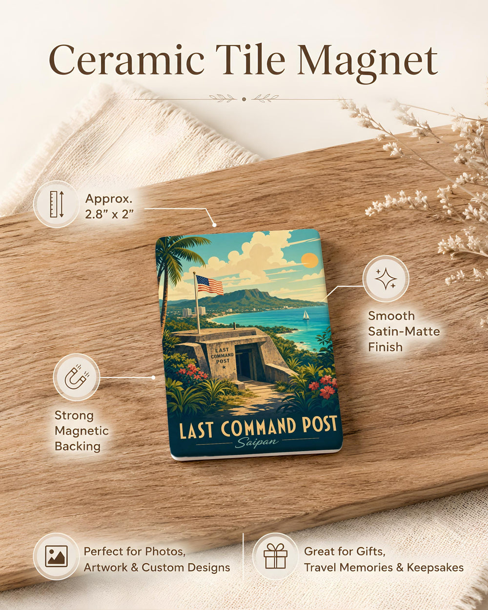 Last Command Post Saipan Fridge Magnet, WWII Saipan Battle Command Bunker Memorial Souvenir Magnet, Pacific War History Gift