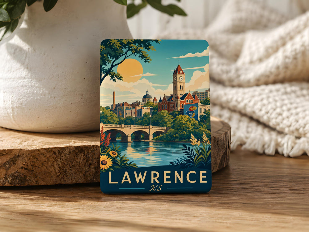 Lawrence KS Fridge Magnet, Lawrence Kansas Souvenir Magnet, Kansas Travel Gift, College Town Keepsake, Local Landmark Magnet